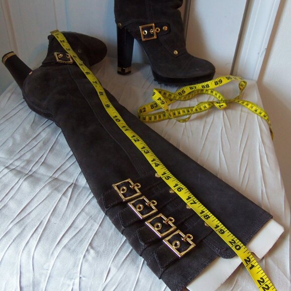 Tory Burch Tall Brown Suede Buckle Heeled Boots sz 6.5 - Picture 15 of 15